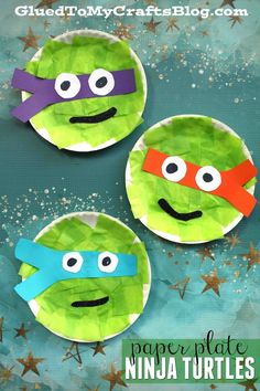 paper plate ninja turtles are on the table