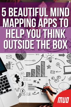 a person drawing on paper with the title 5 beautiful mind map apps to help you think outside the box