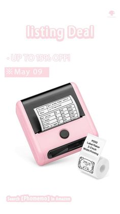 a pink and black electronic device next to a roll of toilet paper with the words listing deal up to $ 150 off