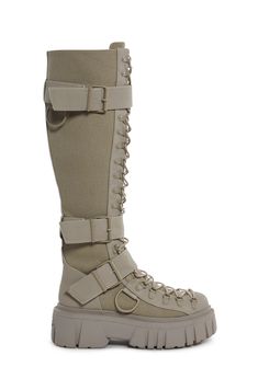 Club Exx Burning Man Canvas Faux Suede Knee High Boots Rave - Gray – Dolls Kill Burning Man Boots, Capricorn Vibes, Rave Boots, Rave Shoes, Wardrobe Revamp, Glitter Jumpsuit, Holster Bag, Festival Shoes, Crochet Boots