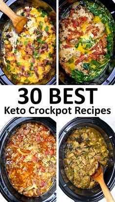 the steps to make keto crockpot recipe are shown in four different pictures