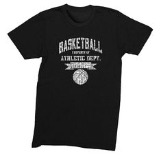 Free Shipping Mens Basketball Property of Athletic Dept.  Sports Fan Play Game Day Team Gift  Dunk Score Hoop Court Crewneck Short Sleeve T-Shirt Team Games, Play Game, Knit Short, Slam Dunk, Mens Basketball, Sports Fan, Game Day, Lightweight Fabric, Black Tshirt