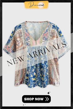 Cotton-blend V Neck Casual A-line Blouses & Shirts Bohemian Printed V-neck Tops, Hippie Rayon V-neck Tops, Bohemian V-neck Shirt With Floral Print, Spring V-neck Paisley Print Tops, Bohemian Purple V-neck Tops, Boho Casual, Shirt Blouses, Casual Shirts, Shirts Tops