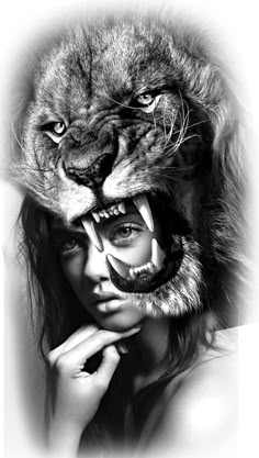 a woman with a lion mask on her head