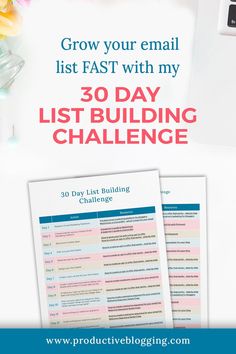 the 30 day list building challenge with text overlay