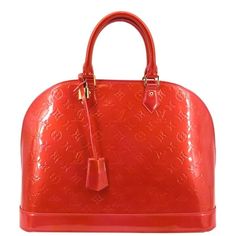 Item Details: Designer: LOUIS VUITTON Series: Alma GM Retail: N/A Style: Satchel Material: Monogram Vernis Leather Color: Red Made Year: 2008 Date/Authenticity Code: MI5008 Made: France Measurements: 15.25" L x 7.5" W x 11.5" H Accessories: Padlock. Condition Detail: Rank AB: Overall excellent condition. It may have light signs of use. Please see the pictures carefully. Outside: Light signs of use. Inside: Clean condition. Leather: Light dirt marks, signs of use. Corners: Rubbing, light scratche Gm Monogram, Pre Owned Louis Vuitton, Leather Satchel Bag, Satchel Bag, Lighted Signs, Leather Satchel, Louis Vuitton Handbags, Timeless Classic, Satchel Bags