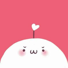 a white whale with a heart on it's tail and eyes closed, standing in front of a pink background