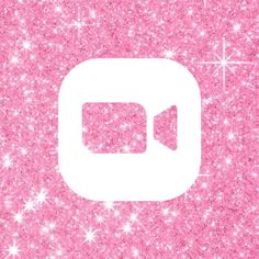 a pink glitter background with a white speaker icon on it's side and stars in the background