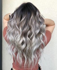 Hair Color 2023 Trends Balayage, Brown Color Melt To Blonde, Ash Colored Hair Grey, Hair Color For Straight Long Hair, Black And Titanium Hair, Rooted Ash Blonde Balayage, Light Brown Hair With Silver Balayage, Blonde With Black Shadow Root, Ash Brown Platinum Balayage