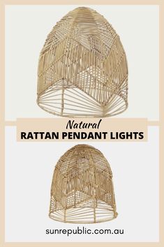 rattan pendant lights with the text natural rattan pendant lights