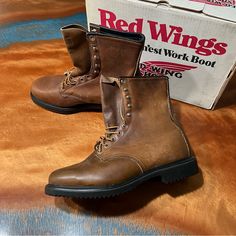 Vtg New Red Wings 1212 Supersole Men's Insulated Waterproof Soft Toe Boot Mens Size 10.5 E Vintage Boots New In Original Box Comes As Shown Offers Welcome! Brown Work Boots With Rubber Sole For Streetwear, Brown Lace-up Moto Boots With Steel Toe, Streetwear Waterproof Boots With Steel Toe, Steel Toe Work Boots For Streetwear, Streetwear Work Boots With Vibram Sole And Plain Toe, Steel Toe Work Boots With Plain Toe, Brown Lace-up Moto Boots With Vibram Sole, Red Low-top Outdoor Boots, Streetwear Work Boots With Vibram Sole