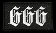 an embroidered patch with the word'd'in white letters on black fabric backing