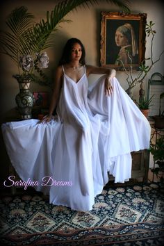 100% Cotton Nightgown White Cotton Nightgown Bridal White - Etsy Myanmar Nightgown Romantic, White Cotton Nightgown, Wedding Nightgown, Wedding Sleepwear, French Chic Fashion, Bridal Sleepwear, Full Gown, Store Design Boutique, Cotton Lingerie