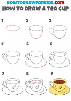 how to draw a tea cup