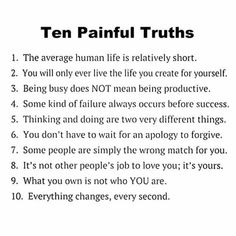 the ten painful truths for people who are not happy with their feelings or feelings