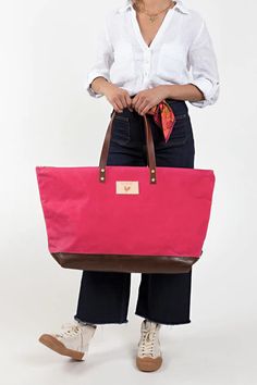 Pink Wax Canvas Weekend Bag – Meanwhile Back on the Farm Wax Canvas, Canvas Weekender Bag, Lynchburg Virginia, Waxed Canvas Bag, English Bridle, Canvas Bags, Weekend Bag, On The Farm, Waxed Canvas