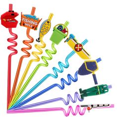 PRICES MAY VARY. 🎣 You'll Have - 24 reusable fishing drinking Straws +2 cleaning brushes, suitable for birthday party gifts and party supplies or everyday use，people of all ages love them. 🎣 8 Designs Fishing Theme Decorations - including fishing boat, fishing clothes, fishing rod, fishing bucket, fishing bait, fishing net, fishing tackle box, signs. diverse and colorful, Let's hold a gone fishing party and add some aquatic fun to your summer. 🎣 Versatile Use - These fishing themed party supp The Big One Fishing Birthday Party, Fishing Themed Birthday Party Kids, Gone Fishing Themed Birthday Party, Two Year Old Fishing Birthday Party, Fishing Birthday Activities, Fishing Birthday Party Activities, Fish Theme Party Games, Fish Party Games For Kids, Fishing Birthday Party For Men Centerpieces