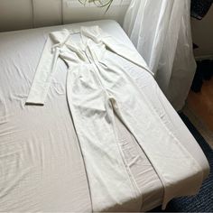 Reposhing This Item I Purchased From @Handpickedla. Loved It, But Ready To Rotate For Something New. Questions? Leave A Comment Below! Fitted White V-neck Jumpsuits And Rompers, White Long Sleeve Jumpsuits For Night Out, Elegant White Long Sleeve Jumpsuit, White Long Sleeve Jumpsuits And Rompers For Evening, Fitted White Pantsuit For Night Out, White Fitted Pantsuit For Night Out, White Long Sleeve Jumpsuits For Evening, White Long Sleeve Pantsuit For Party, Fitted Long Sleeve Jumpsuits And Rompers For Wedding