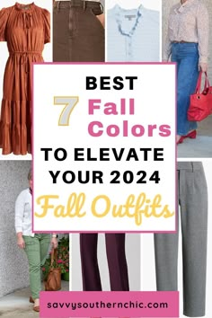 The best colors to wear in your fall outfits for 2024. Check out the top 7 trending fall fashion colors. 2024 fall fashion trends in colors. Trending Colors 2024 Clothes, Colors For Fall 2024, Fall Style Trends 2024, Color Wheel Outfits, Fall Outfit Colors, Fall Colors 2024 Fashion, Women’s Fall Work Outfits, Fall Colors Outfits Women, Fall Trending Outfits 2024