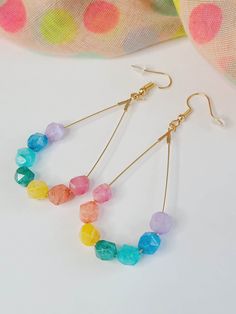 Beautiful teardrop earrings made of Natural quartz  beads, rainbow colors, unique, for any occasion Handmade Wire Jewelry, Quartz Beads, Handmade Wire, Ear Wire, Teardrop Earrings, Wire Jewelry, Rainbow Colors, Dangle Drop Earrings, Handmade Items