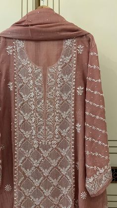 Mul chanderi semi stitch kurta and dupatta set