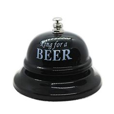 a black bell with the words king for a beer on it's front and bottom