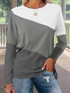 Tunic Tops Casual, Long Sleeve Tops Casual, Color Block Top, Loose Shirts, Pullover Shirt, Casual T Shirt, Long Sleeve Tunic, Henley Shirts, Top Casual