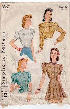 40s Mode, Forties Fashion, Construction Images, Patron Vintage, Fashion 1940s, 20th Century Fashion, Vintage Dress Patterns, Dress Making Patterns, Motif Vintage