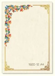 an ornate frame with flowers and leaves on the edges is shown in white paper, which has