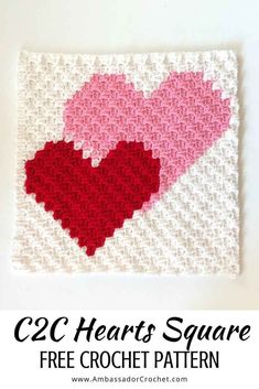 two hearts square crochet pattern with text overlay