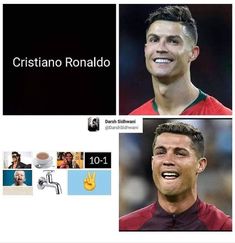 two pictures of ronald ronald and cristiano ronald are in the same photo