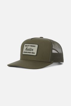 The Quality Trucker Hat features a custom patch reminiscent of license plates in Hawaii, the hat is made from cotton canvas with a polyester mesh back and snapback closure. Cotton canvas front, Polyester mesh back Katin embroidered patch 5-panel trucker hat Mid-crown structured fit Contrast stitch Snapback closure | Quality Trucker Hat Cotton in Olive by Katin Custom Patch, Custom Patches, Fleece Shorts, Basic Shirts, License Plates, Surf Shop, Embroidered Patch, Contrast Stitch, Embroidered Patches