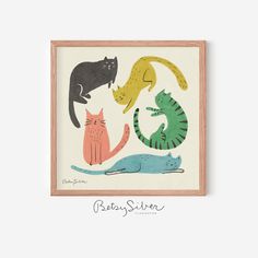 three cats are sitting in a circle together on a white background with the words, kitty's kitten