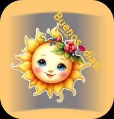 an image of a sun with flowers on it's head and the words buddens behind it