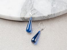 Precious Azure Amber Earrings Handmade Sterling Silver 925 Drop shaped Blue Color Blue Drop Earrings Hypoallergenic, Modern Blue Sterling Silver Earrings, Modern Blue Teardrop Jewelry, Modern Blue Long Drop Jewelry, Blue Sterling Silver Teardrop Pierced Earrings, Modern Blue Long Drop Earrings, Blue Drop Earrings Pierced, Modern Blue Teardrop Earrings, Blue Hypoallergenic Sterling Silver Teardrop Earrings