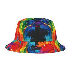 First, it protected fishermen from rain in the 1900s. Now, the personalized bucket hat is making its way to the very top of fashion picks for all ages. .: Material: 100% polyester.: Available in 2 sizes.: Sewn-in label.: Made in USA Small Large Circumference, in 22.01 24.02 Crown height, in 5.51 5.91 Brim length , in 2.17 2.17 Adjustable Multicolor Handmade Bucket Hat, Funky Multicolor Bucket Hat For Festivals, Adjustable Multicolor Bucket Hat With Upf 50+, Funky Multicolor Bucket Hat, Multicolor Festival Bucket Hat, One Size, Crown Heights, Large Black, Sew-in Labels, Color Splash