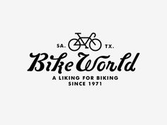 the bike world logo is shown in black and white, with an image of a bicycle on