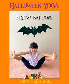 Halloween Yoga Poses For Kids, Kids Yoga Sequence, Halloween Yoga For Kids, Yoga Games For Kids, Halloween Gross Motor Activities, Yoga For Toddlers, Kids Yoga Games, Yoga Halloween, Preschool Yoga