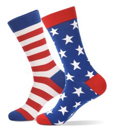 Mismatched Socks, Blue American Flag, Socks Packaging, Flag Pattern, Blue Socks, Knitted Socks, Comfortable Socks, Holiday Gift Sets, Striped Socks