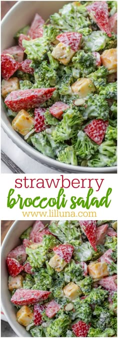 broccoli salad with strawberries and cranberries in it