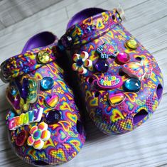 Name: Lisa Frank Clogs Limited Edition Tye Dye Neon Purple Size: W6 / M4 Color: Purple Neon Style: Lisa Frank Crocs Collaboration, Limited Edition Clogs. Original Jibbitz Attached. Condition: In Excellent Like New Worn Once Condition. No Ripes, Holes, Or Werid Smells To This Item. * Does Not Come With Original Box Lisa Frank Clothes, Lisa Frank Crocs, Fun Multicolor Clogs For Spring, Multicolor Round Toe Fun Clogs, Neon Purple Color, Crocs Collaboration, Neon Style, Purple Neon, Neon Fashion