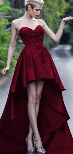 Charming High-low Lace With Appliques Homecoming Dresses.BD10124 Purple Dress Style, Dresses Asymmetric, Burgundy Prom Dresses, Prom Dresses Burgundy, Dresses Burgundy, Burgundy Prom, Dresses Tulle, High Low Prom Dresses, Burgundy Prom Dress