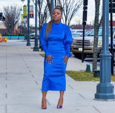 Have all eyes on you in this unreal dress. Give your wardrobe a seriously chic update with this dress. Featuring a blue material with puff sleeves , we're in love. style with heels or boots for a complete look. Model wearing medium Blue Puff Sleeve Midi Dress For Fall, Blue Midi Dress For Fall Night Out, Blue Midi Dress For Winter Date Night, Blue Winter Midi Dress For Date Night, Blue Midi Dress For Fall Date Night, Love Style, All Eyes, All About Eyes, Puff Sleeves