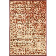 an orange and white rug with lots of small speckles on the bottom of it