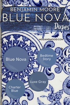 Everything You Need to Know About Benjamin Moore Blue Nova (The Color of the Year for 2024!) - Mod & Mood Blue Paint Colors For Living Room, Neutral Blue Paint, Neutral Blue Paint Colors, Benjamin Moore Bedroom, Blue French Country, Cherry Bedroom, Accent Wall In Kitchen