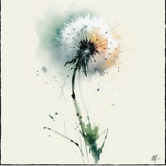 a watercolor painting of a dandelion