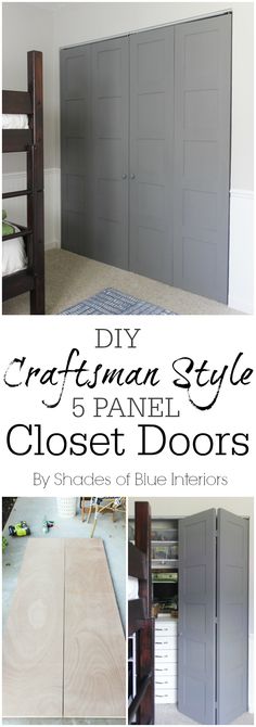 diy craftsman's style closet doors with text overlay