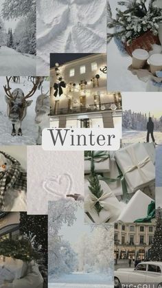 Snowing Aesthetic Wallpaper, Snow Winter Aesthetic, Winter Snow Wallpaper, Winter Collage, Collage Christmas, Iphone Wallpaper Winter, Christmas Aesthetic Wallpaper, Christmas Collage, Winter Wall Art