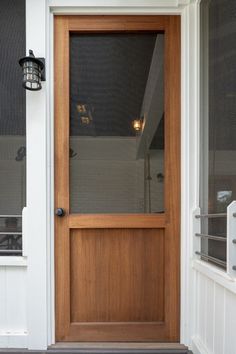 Screened Porch Doors, Homes Styles, Front Door With Screen, Custom Porch, Wood Screen Door, Wooden Screen Door, Diy Screen Door, Sapele Wood, Porch Fireplace