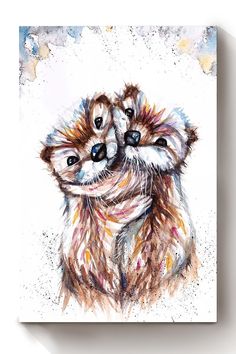 a painting of two baby slotpies hugging each other